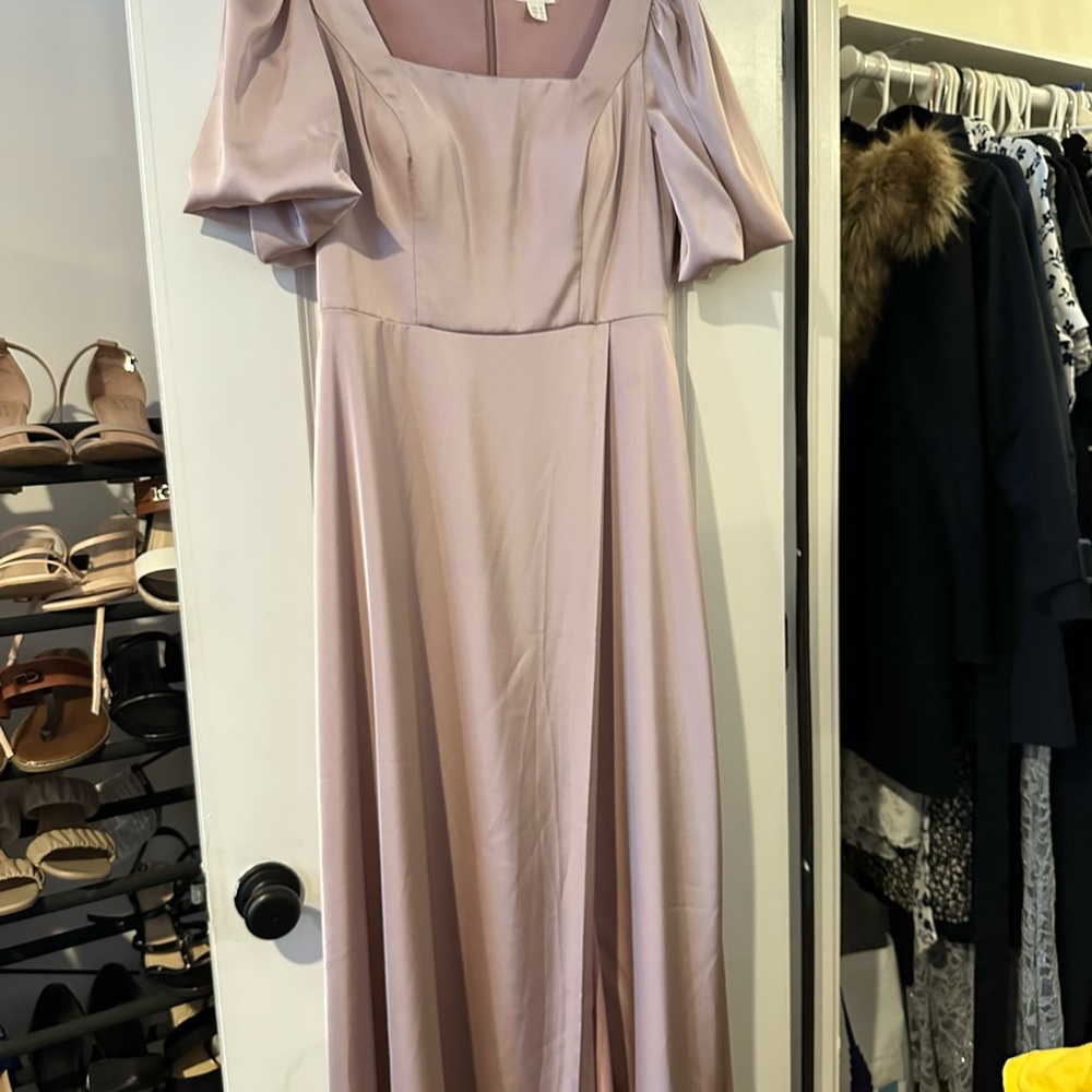Pink Maxi Square Neck Bridesmaid Dress - image 1